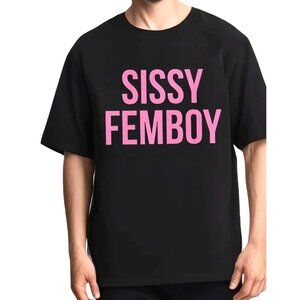 Sissy Femboy Black T-Shirt With Pink Text *Submissive*Cotton XL*Casual Fit*NWOT
